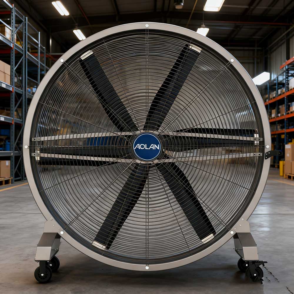 1.2m 1.5m 2m HVLS Industrial Pedestal Fan Floor Fan Portable Quiet Metal PMSM Motor 3 Years Warranty Gym Factory-Aolan